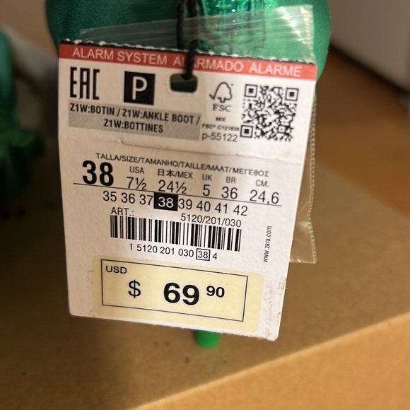 Zara green satin booties size 7.5 (38) - Picture 8 of 8